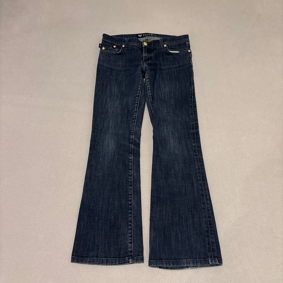 Rock & Republic Denim - Rock & Republic Womens 28 Dark Wash Flare Low Rise Jeans Grunge Denim Y2K Chic